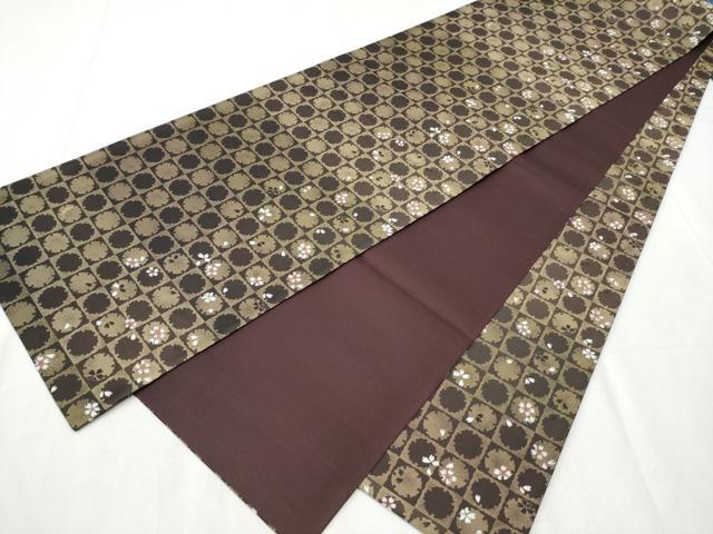 平和屋着物●袋帯　螺鈿　市松雪輪舞桜文　金彩　ほていや扱い　正絹　逸品　CABB5959hy 平和屋着物○袋帯 螺鈿 市松雪輪舞桜文 金彩 ほていや扱い 正絹 逸品