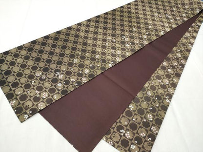 平和屋着物●袋帯　螺鈿　市松雪輪舞桜文　金彩　ほていや扱い　正絹　逸品　CABB5959hy