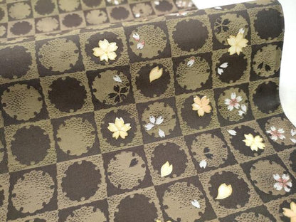 平和屋着物●袋帯　螺鈿　市松雪輪舞桜文　金彩　ほていや扱い　正絹　逸品　CABB5959hy