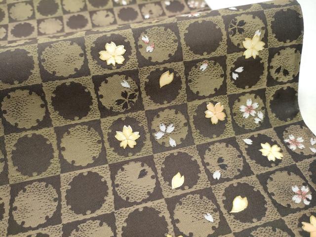 平和屋着物●袋帯　螺鈿　市松雪輪舞桜文　金彩　ほていや扱い　正絹　逸品　CABB5959hy