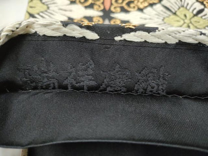 平和屋着物●六通柄袋帯　瑞祥唐織　花丸文　黒地　金糸　正絹　逸品　CABB5960hy