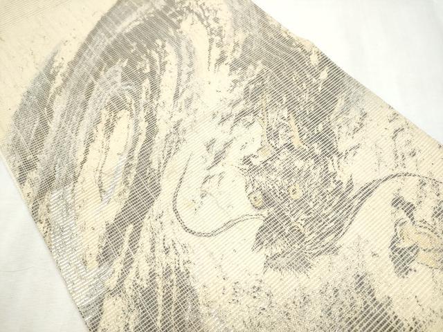 平和屋着物▽六通柄袋帯 スリーシーズン 春夏秋 龍 金銀彩 正絹 逸品 CABB5963hy