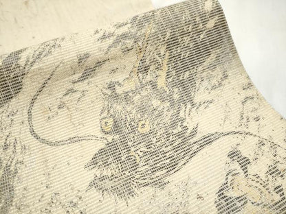 平和屋着物▽六通柄袋帯 スリーシーズン 春夏秋 龍 金銀彩 正絹 逸品 CABB5963hy