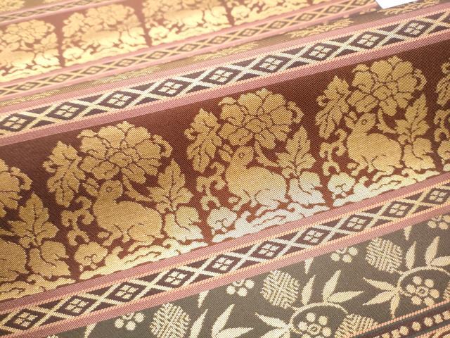 平和屋着物●全通柄　本袋帯　名物裂文様　金糸　正絹　逸品　CABB5964hy