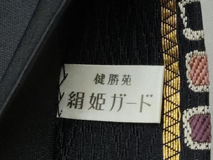平和屋着物●六通柄袋帯　京つむぎ　黒地　健勝苑扱い　正絹　逸品　CABB5966hy