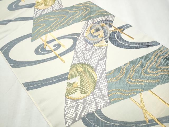 平和屋着物●六通柄袋帯　唐織　粋　流水松葉丸文　金糸　正絹　逸品　CABB5969hy