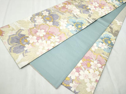 平和屋着物●六通柄袋帯　唐織　花の舞　金銀糸　正絹　逸品　CABB5973hy