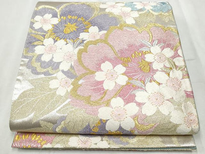 平和屋着物●六通柄袋帯　唐織　花の舞　金銀糸　正絹　逸品　CABB5973hy
