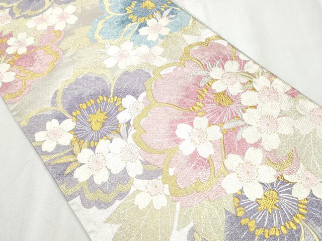 平和屋着物●六通柄袋帯　唐織　花の舞　金銀糸　正絹　逸品　CABB5973hy