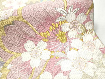平和屋着物●六通柄袋帯　唐織　花の舞　金銀糸　正絹　逸品　CABB5973hy