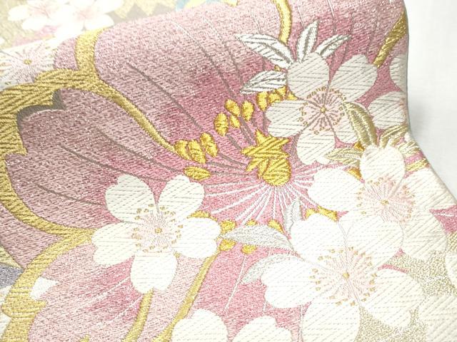 平和屋着物●六通柄袋帯　唐織　花の舞　金銀糸　正絹　逸品　CABB5973hy