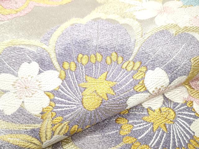 平和屋着物●六通柄袋帯　唐織　花の舞　金銀糸　正絹　逸品　CABB5973hy