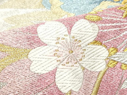 平和屋着物●六通柄袋帯　唐織　花の舞　金銀糸　正絹　逸品　CABB5973hy