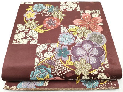 平和屋着物●両面　六通柄袋帯　唐織　雪輪花文　正絹　逸品　CABB5974hy