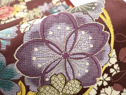 平和屋着物●両面　六通柄袋帯　唐織　雪輪花文　正絹　逸品　CABB5974hy