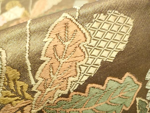 平和屋着物●両面　六通柄袋帯　唐織　たんぽぽ　金糸　正絹　逸品　CABB5977hy