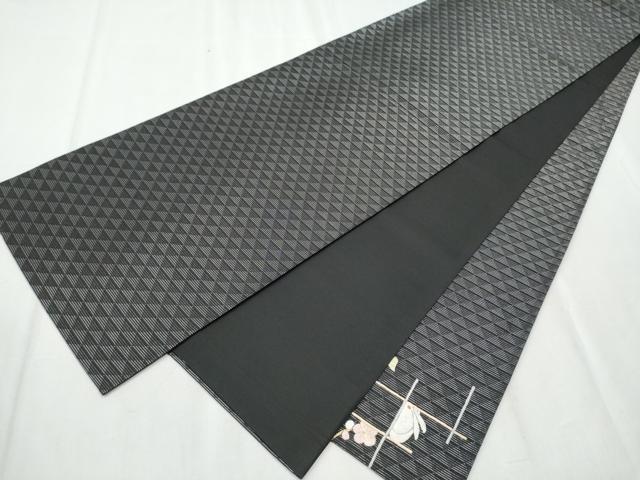 平和屋着物○太鼓柄袋帯 総刺繍 兎 舞桜文 黒地 舞桜