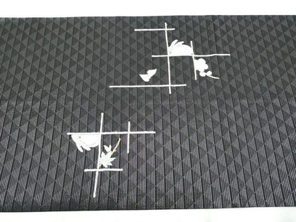 平和屋着物●太鼓柄袋帯　総刺繍　兎　舞桜文　黒地　舞桜文　黒地　金銀糸　正絹　逸品　CABB5979hy