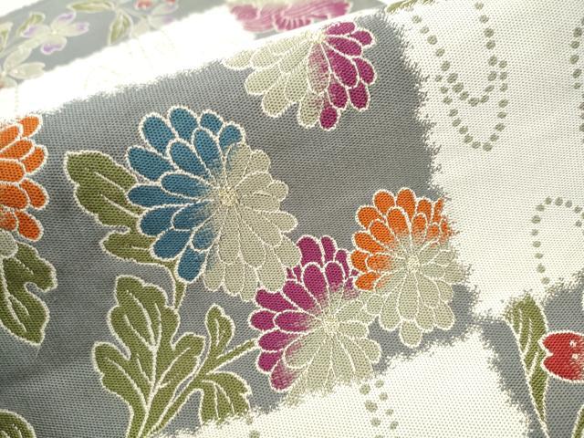 平和屋着物●六通柄袋帯　唐織　草花文　金糸　正絹　逸品　CABB5981hy