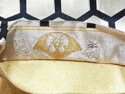 平和屋着物●国際的伝統工芸作家　十二代・藤林徳扇　苑寿　両面　全通柄袋帯　亀甲繋ぎ　宝石箔　金銀糸　正絹　逸品　CABB5983hy