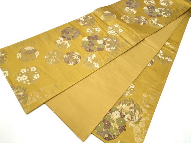 平和屋着物○九寸名古屋帯 唐織 花丸文 金糸 正絹 逸品 未使用