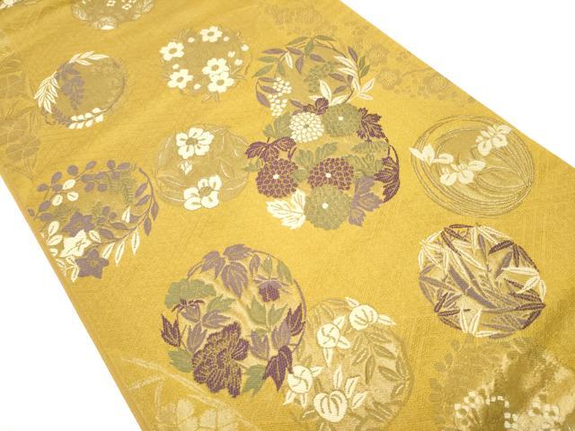 平和屋着物●こむさでもーど・COMME CA DU MODE　六通柄袋帯　草花丸文　金糸　正絹　逸品　CABB5985hy