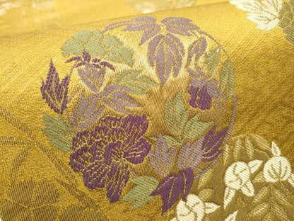 平和屋着物●こむさでもーど・COMME CA DU MODE　六通柄袋帯　草花丸文　金糸　正絹　逸品　CABB5985hy