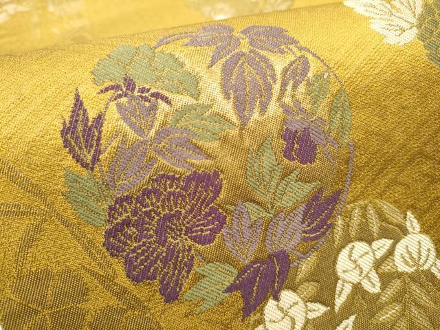 平和屋着物●こむさでもーど・COMME CA DU MODE　六通柄袋帯　草花丸文　金糸　正絹　逸品　CABB5985hy