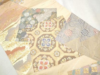 平和屋着物●六通柄袋帯　唐織　色紙重ね花文　金銀糸　三越扱い　正絹　逸品　CABB5987hy