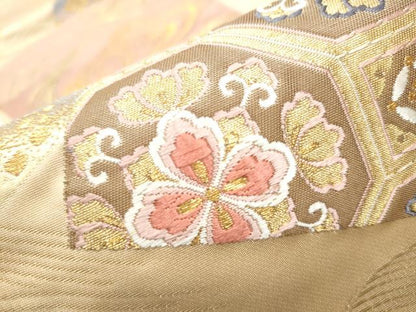 平和屋着物●六通柄袋帯　唐織　色紙重ね花文　金銀糸　三越扱い　正絹　逸品　CABB5987hy