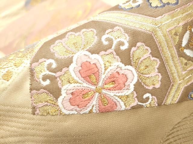 平和屋着物●六通柄袋帯　唐織　色紙重ね花文　金銀糸　三越扱い　正絹　逸品　CABB5987hy
