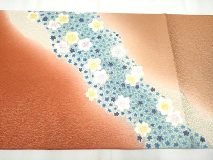 平和屋着物●中国三大刺繍　相良刺繍　太鼓柄袋帯　絞り　流水舞桜文　銀通し地　やまと誂製　正絹　逸品　CABB5989hy