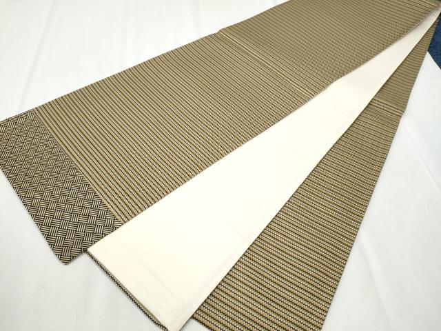 平和屋着物●全通柄袋帯　よろけ縞　正絹　逸品　未使用　CABB5990hy