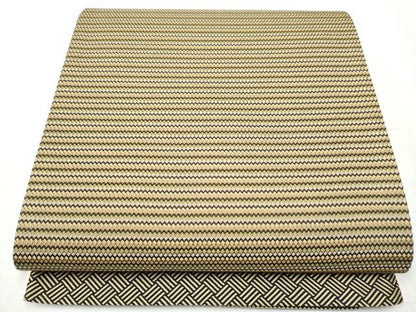 平和屋着物●全通柄袋帯　よろけ縞　正絹　逸品　未使用　CABB5990hy