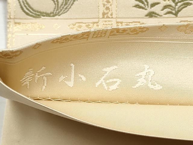 平和屋着物●六通柄袋帯　唐織　新小石丸　市松花鳥文　金糸　正絹　逸品　CABB5992hy