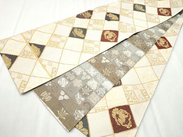 平和屋着物●両面　全通柄袋帯　金華山　天女　動物菱文　金糸　正絹　逸品　未使用　CABB5993hy 平和屋着物○両面 全通柄袋帯 金華山 天女 動物菱文 金糸 正絹 逸品 未