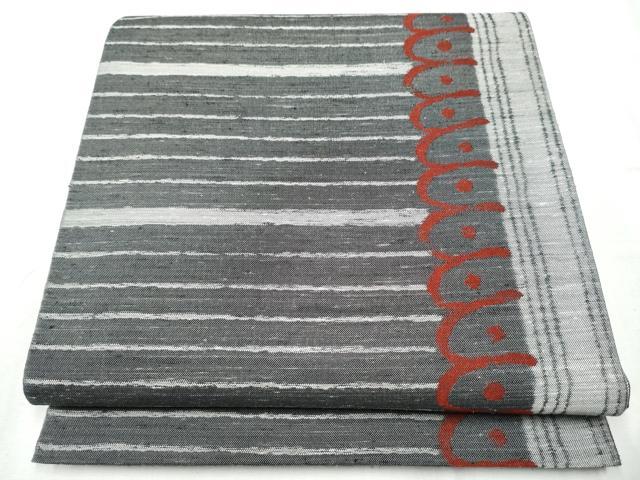 平和屋着物●六通柄袋帯　紬地　幾何学文様　正絹　逸品　CABB6000hy
