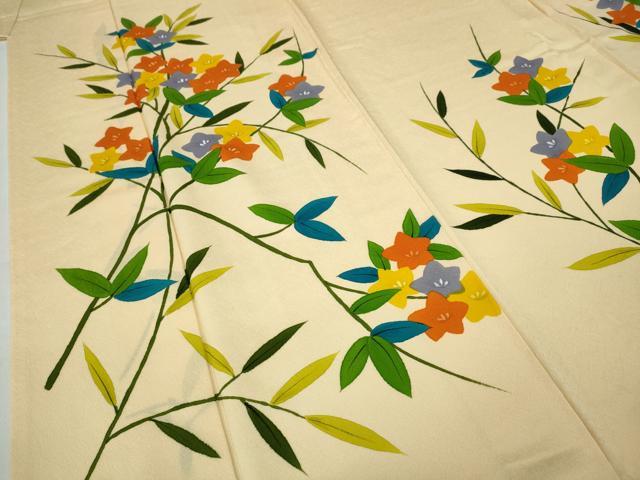 平和屋着物▼訪問着　手描き　枝花文　正絹　逸品　CABB6016ut