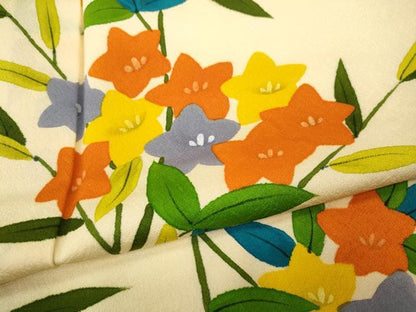 平和屋着物▼訪問着　手描き　枝花文　正絹　逸品　CABB6016ut