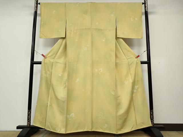 平和屋着物▼上質な小紋　地紋起こし　エ霞桐文　暈し染め　正絹　逸品　CABB6019ut