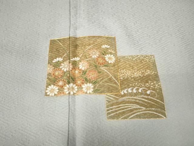 平和屋着物○訪問着 松岡姫 駒刺繍 紋納戸代 色紙重ね草花