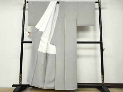 平和屋着物●上質な色無地 薄梅鼠色 正絹 逸品 CABB6077ut