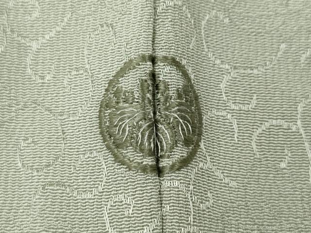 平和屋着物●上質な色無地　唐草地紋　灰黄緑色　正絹　逸品　CABB6078ut 平和屋着物○上質な色無地 唐草地紋 灰黄緑色 正絹 逸品 CABB6078ut