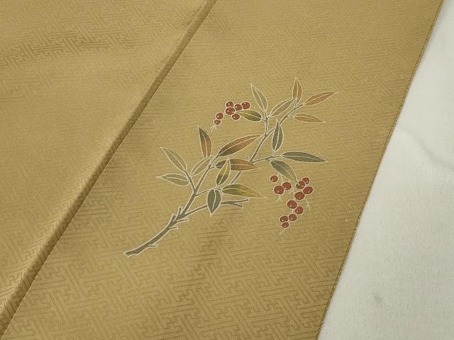 平和屋着物●京加賀友禅　百貫達雄監修　色無地　霞地紋　飴色　正絹　逸品　未使用　CABB6081ut 平和屋着物○京加賀友禅 百貫達雄監修 色無地 霞地紋 飴色