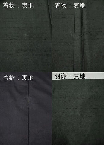 平和屋着物●男性　紬　アンサンブル　藍海松茶色　正絹　逸品　CABB6091ut