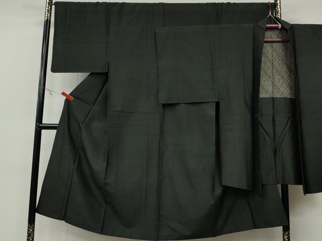 平和屋着物●男性　紬　アンサンブル　藍海松茶色　正絹　逸品　CABB6091ut