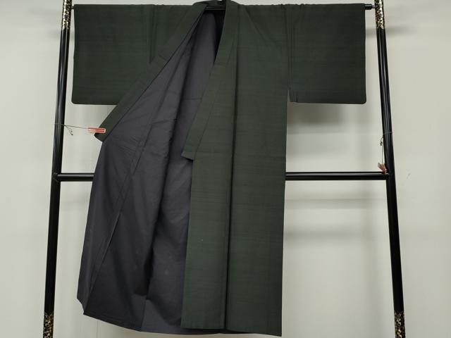 平和屋着物●男性　紬　アンサンブル　藍海松茶色　正絹　逸品　CABB6091ut