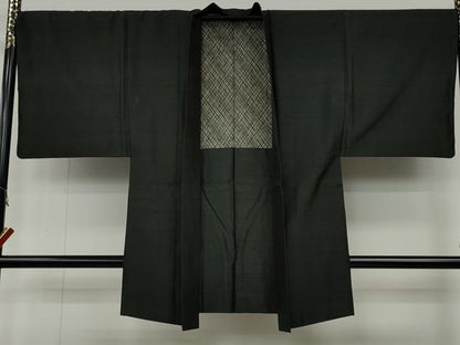 平和屋着物●男性　紬　アンサンブル　藍海松茶色　正絹　逸品　CABB6091ut