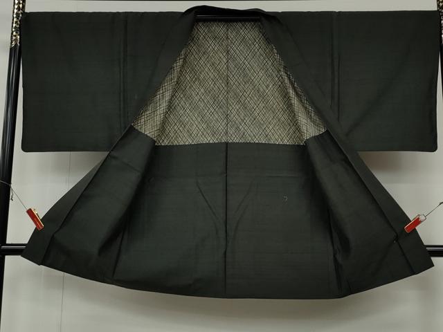 平和屋着物●男性　紬　アンサンブル　藍海松茶色　正絹　逸品　CABB6091ut