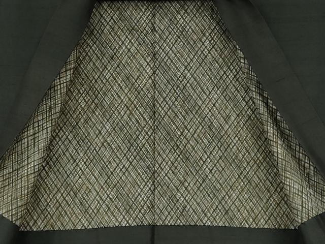 平和屋着物●男性　紬　アンサンブル　藍海松茶色　正絹　逸品　CABB6091ut